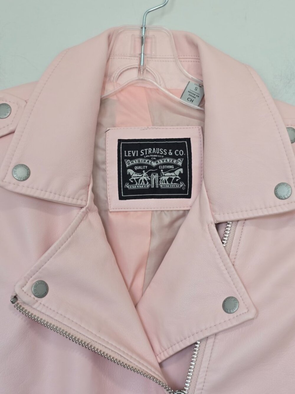 Levi's Faux Leather Moto Jacket Pink Size S NWT - Picture 6 of 8